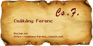 Csákány Ferenc névjegykártya