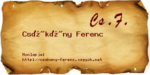 Csákány Ferenc névjegykártya